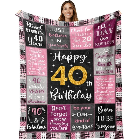 40th Birthday Gifts Women, 40th Birthday Blanket 40 Year Old Birthday Gifts for Women, 40th Birthday Decorations for Women, Best Gifts for 40 Year Old Women, 40th Birthday Gifts