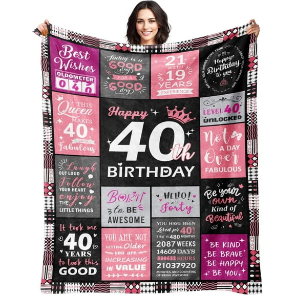40th Birthday Gifts for Women - 40th Birthday Decorations for Women - 40 Year Old Bday Gifts - Happy 40TH Bday Gift Ideas for 40 Year Old Woman - 1985 Decoration Throw Blanket