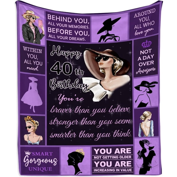 40th Birthday Gifts Women Blanket 60"x50" - 40th Birthday Gift Ideas - 40 Year Old Birthday Gifts for Women - 40 Birthday Gifts for Women,Gifts for 40 Year Old Women,Gifts for Women Turning 40