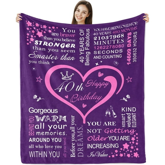 40th Birthday Gifts for Women Blanket 60"x50", 40th Birthday Gifts Ideas, 1983 Birthday Gifts Throw Blanket Women, 40th Birthday Gifts for Sister Wife Mom, 40-Year-Old Birthday Gift Ideas