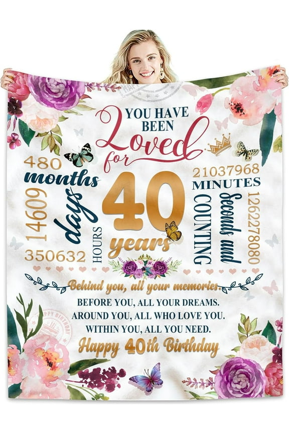 40th Birthday Gifts Women Blanket Happy 40th Birthday Gift Ideas, 40th Birthday Decorations, Gifts for Women Turning 40, Gifts for 40-Year-Old, Best Birthday Present 1984 Throw Blanket