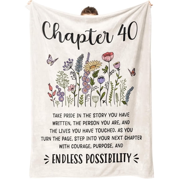 40th Birthday Gifts Women, Chapter 40 Blanket Gift for Her, 40 Year Old Birthday Gifts for Women, Friend, Sister, Mom, 1985 Bday Gift, Turning 40 Throw Blankets 50'' x 60''