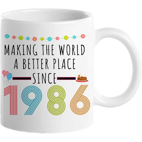 40th Birthday Gifts for Women, Funny 40 Year Old Gift Coffee Mug, 1986 40th Birthday Mugs for Her, Mom, Wife, Aunt, Sister, Grandma, Friend, 11 oz Tea Cup Making the World a Better Place Since 1986