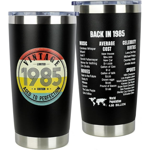 40th Birthday Gifts for Women Men - 1985 40th Birthday Decorations Gifts Ideas for Her Him - 40 Year Old Birthday Gift for Men Women Turning 40 Gift Ideas - 20oz Stainless Steel Tumbler