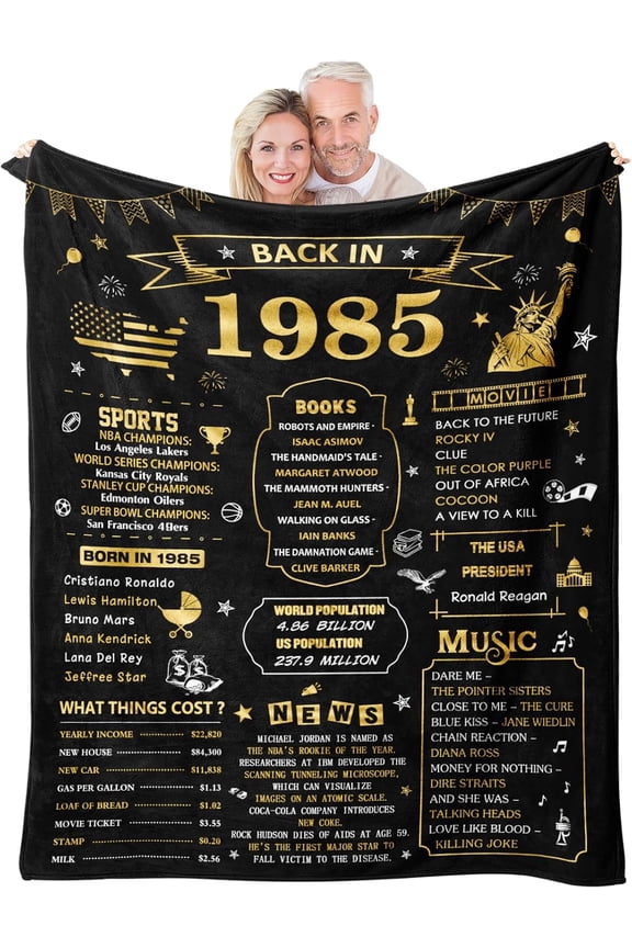 40th Birthday Gifts Women Men Blanket, 40 Year Old Gifts for Women Men, Happy 40th Birthday Gift for Her Him Unique, Best Mens 1985 40 Birthday Decorations Ideas Throw Blanket 60"X50"