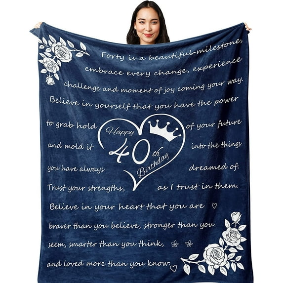 40th Birthday Gifts Women/Men/Female Ideas,40 Year Old Birthday Gifts for Women,Gifts for 40th Birthday Woman,Gift for 40 Year Old Woman Birthday Blanket 60x50