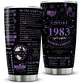 thumbnail image 1 of 40th Birthday Gifts for Women Men Friends Vintage 1983 Tumblers 40 Year Old Birthday Supplies Vintage 1983 Back in 1983 Old Time Information Stainless Steel Vacuum Insulated Tumblers 20oz, 1 of 6