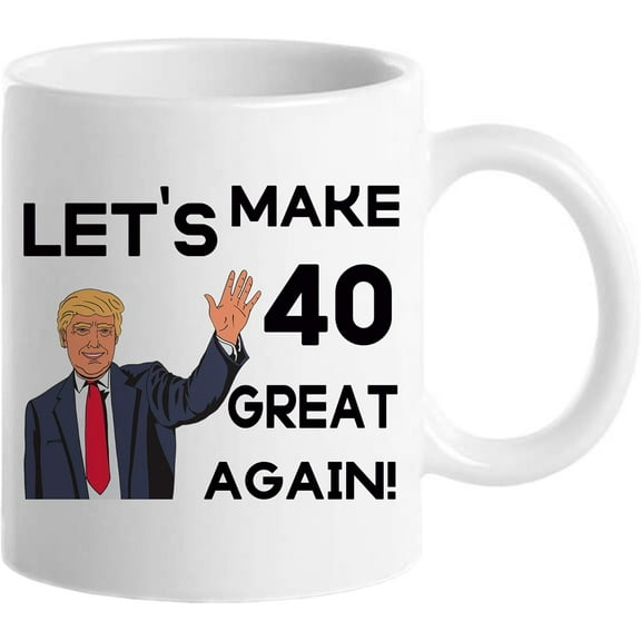 40th Birthday Gifts for Women Men, Funny 40 Year Old Gift Coffee Mug, 1985 40th Birthday Mugs for Her, Mom, Aunt, Wife, Sister, Grandma, Friend, 11 oz Tea Cup Let's Make 40 Great Again