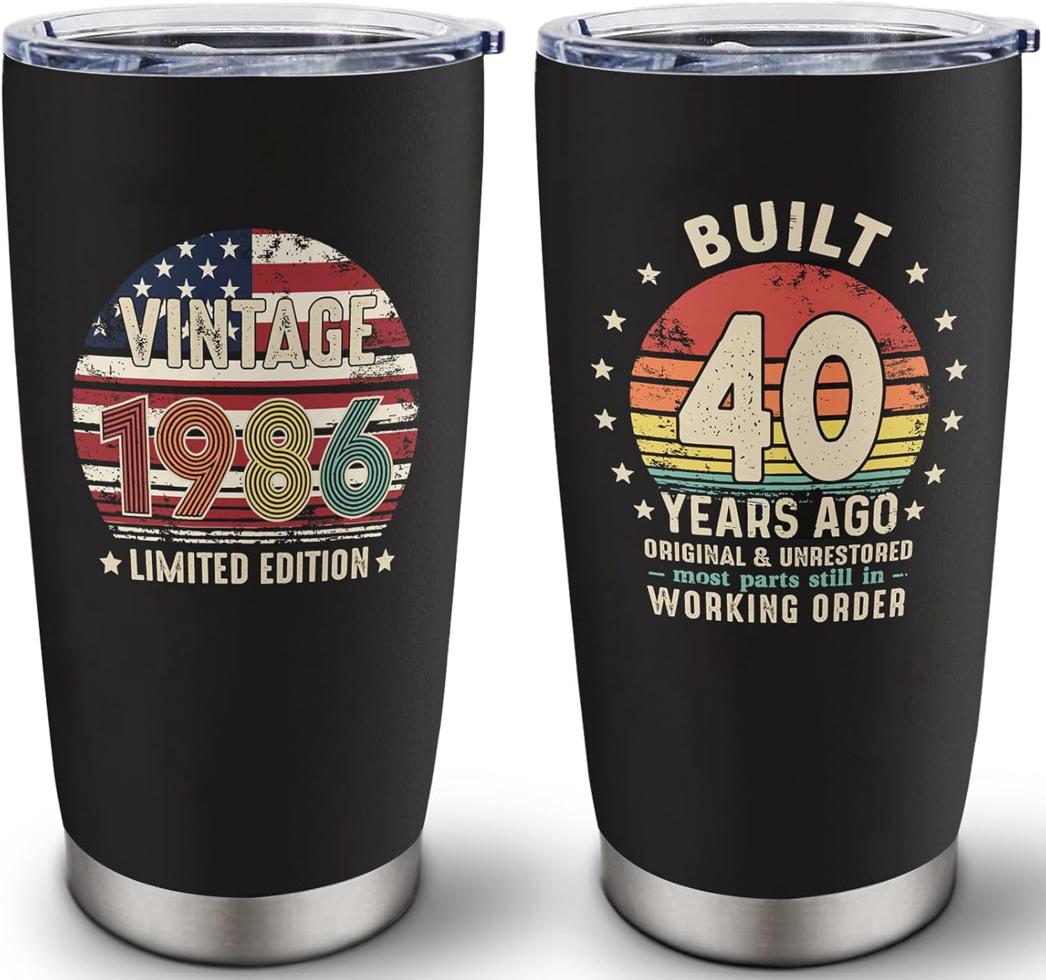 40th Birthday Gifts Women Men - Vintage 1986 Tumbler 20 Oz - 40th Birthday Decorations for Him Her - 40 Year Old Gifts for Mom, Dad, Wife, Husband