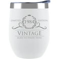 thumbnail image 1 of 40th Birthday Gifts for Women, Vintage 1984 Stemless Wine Tumblers for Women, 40 Year Old Gifts Ideas, Wife, Mom, Friends, Sister, Turning 40 and Fabulous Birthday Gifts Wine Tumbler, 12oz White, 1 of 6