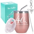 thumbnail image 1 of 40th Birthday Gifts for Women, Wine Tumbler with Funny Saying, Not A Day Over Fabulous, 12oz Stainless Steel Tumbler with Lid, Ideas Gifts for Wife, Sisters, Friends, Coworkers, Rose Gold, 1 of 10