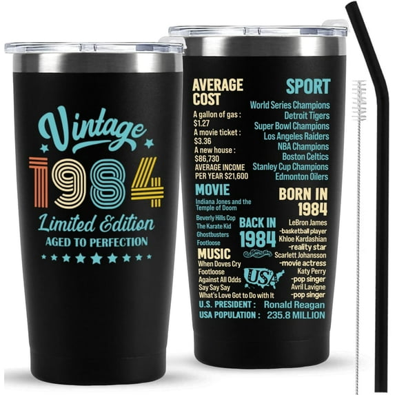 40th Birthday Gifts for Men women, 40 Years Old Birthday Gift for Him Her, 1984 Forty Birthday Present, Happy 40th Birthday Tumbler Cup