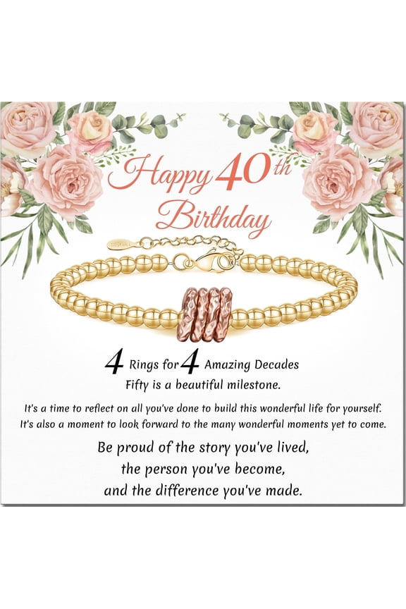 40th Birthday Gifts for Women Gold Ring Bracelet Birthday Gifts for Mom Daughter Grandma Sister Friends Coworker