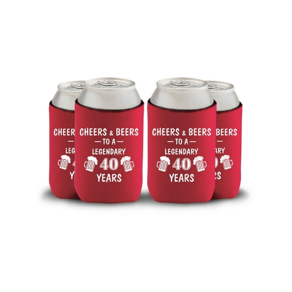 40th Birthday Party Can Coolie Cheers to 40 Party Coolie Birthday Party Supplies Party Bottle Holder Can Holder 40th Birthday Gifts