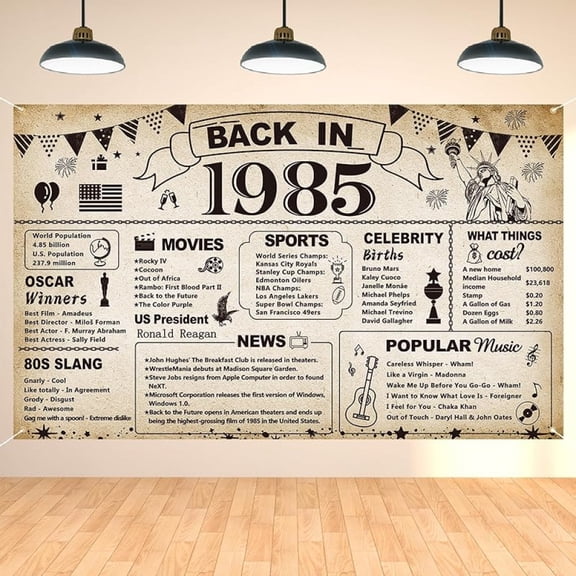 40th Birthday Party Decorations, Vintage Back in 1985 Banner 40 Year Old Birthday Party Poster Supplies Vintage 1985 Backdrop Photography Background for Men & Women 40th Class Reunion Decor