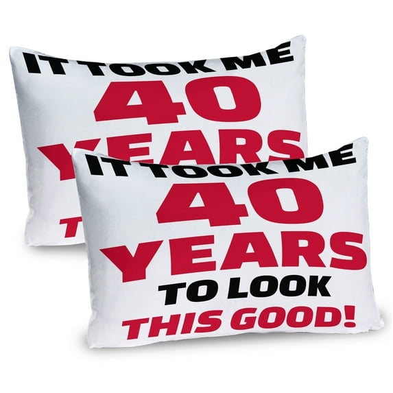 40th Birthday Pillow Sham Set of 2, 40 Years and Looking Confident Cool Funny Catchphrase, Quality Microfiber Bedding Item for All Seasons, 26" x 20", Dark Coral Black White, by Ambesonne
