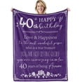 thumbnail image 1 of 40th Birthday Present for Women Blanket,Happy 40th Birthday Decorations Throw Blanket for Her 1983 Birthday Present for Wife Mom Men Cheers to 40 Years Present Purple 50" X 60", 1 of 6