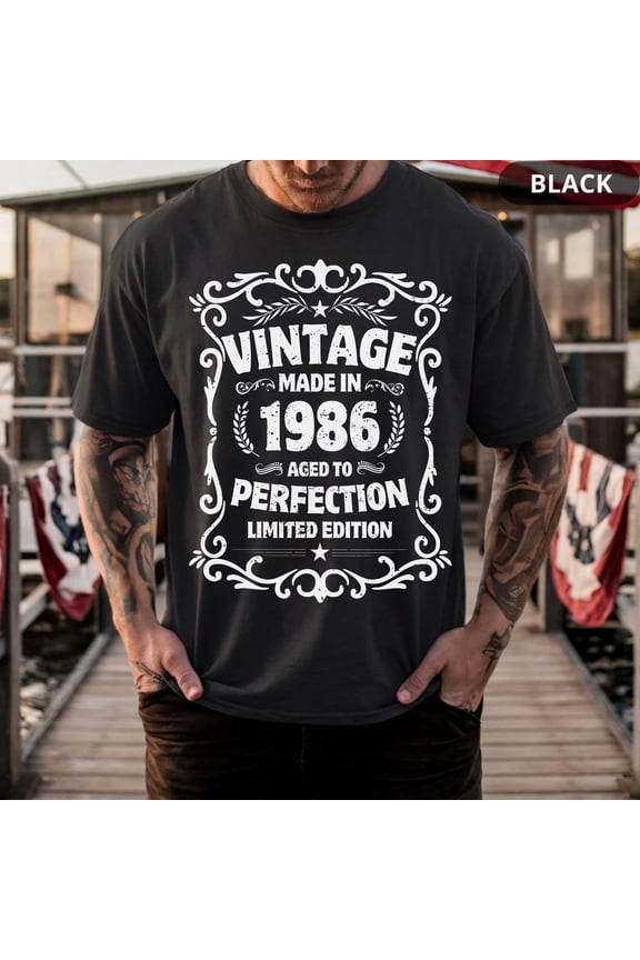40th Birthday Shirt,Vintage Made in 1986 Aged to Perfection Limited Edition Tee,Funny 40 Year Old T-Shirt, Gift For Women and Men