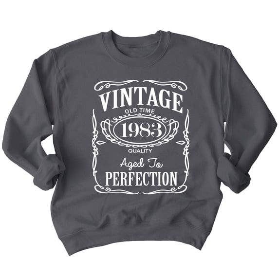 40th Birthday VINTAGE 1983 Crewneck Sweatshirt, 3XL, Charcoal