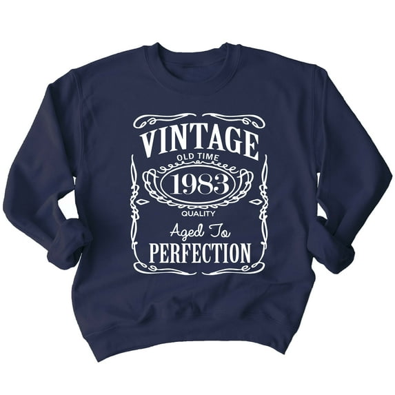 40th Birthday VINTAGE 1983 Crewneck Sweatshirt, 3XL, Navy