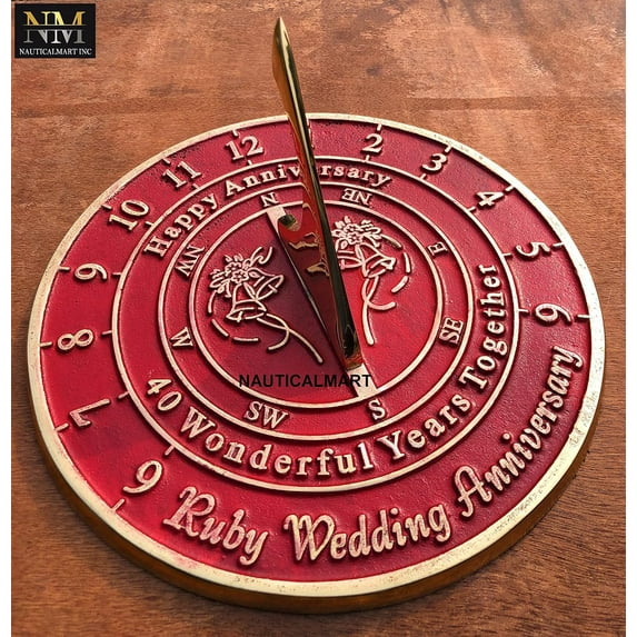 40th Ruby Wedding This Unique Sundial Gift Idea is A Great Present for Him, for Her Or for A Couple to Celebrate 40 Years of Marriage