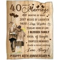 thumbnail image 1 of 40th Wedding Anniversary Blanket Gift, 40th Marriage Anniversary Blanket Gift Flannel 50"x60" Throw Blanket for Wife Husband, 1 of 6