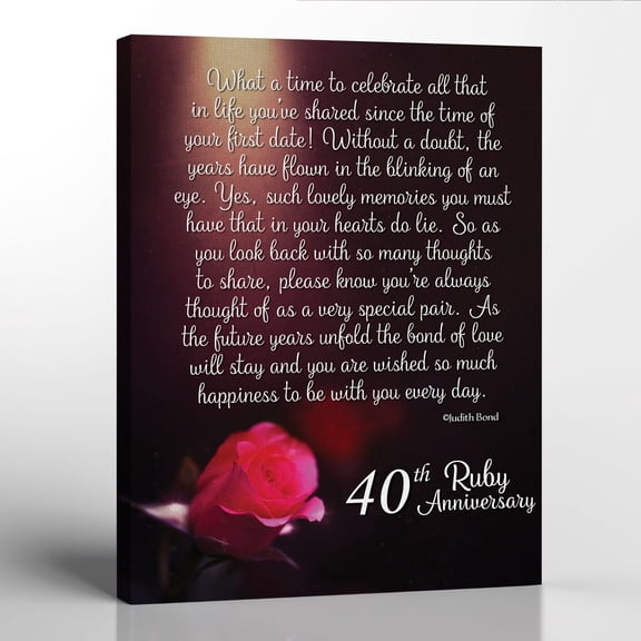 40th Wedding Anniversary Canvas Print, 40th Wedding Anniversary Gift, Couples and Parents 40th Anniversary Sign Gift, Ruby Anniversary Canvas Print , Living Room Home Wall Décor 16x20
