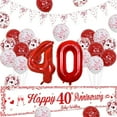 thumbnail image 1 of 40th Wedding Anniversary Decorations Happy 40th Ruby Wedding Anniversary Banner Red Ruby 40th Anniversary Balloons Bunting Triangle Flags Number 40 Foil Balloon, 1 of 7