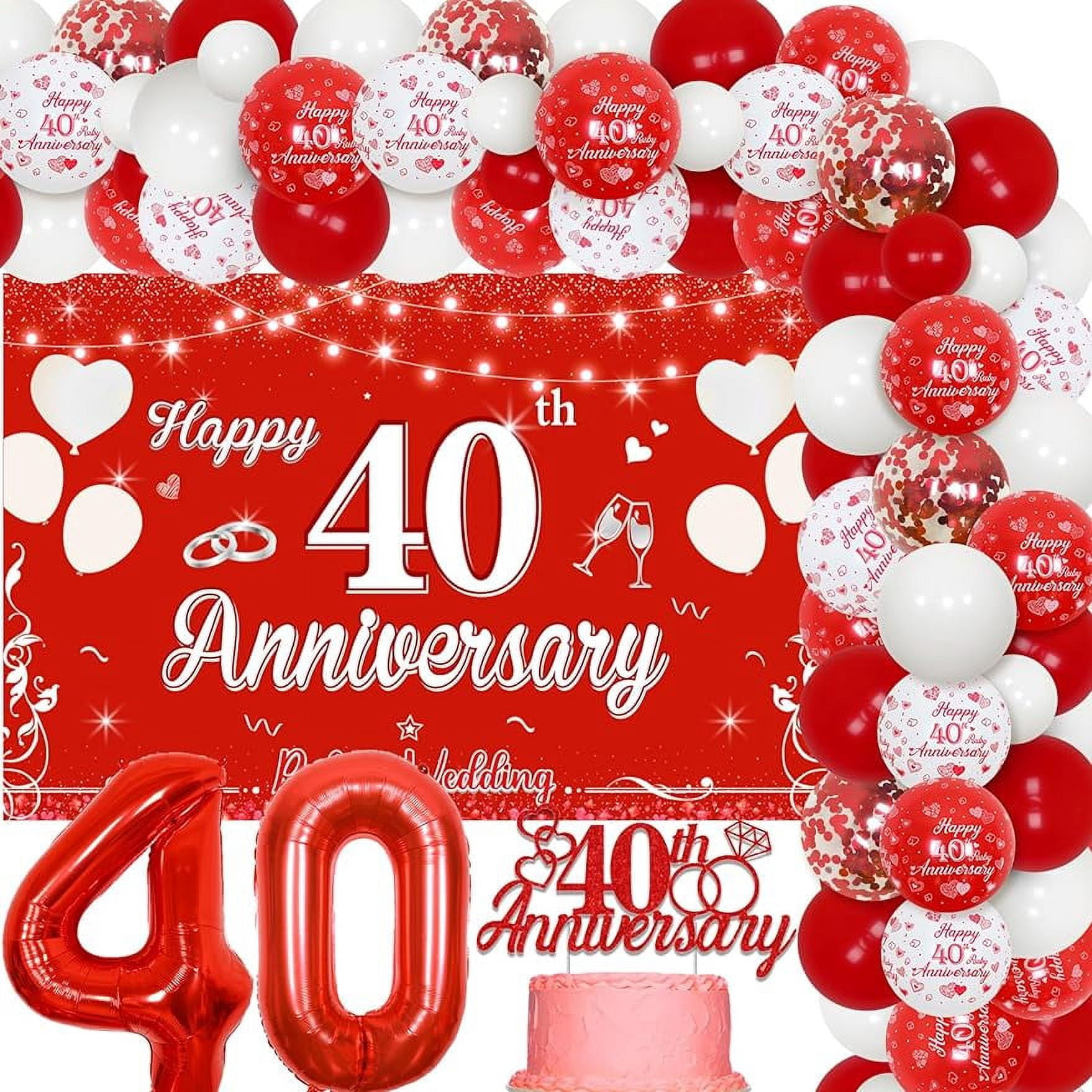 40th Wedding Anniversary Decorations Ruby Red - Balloon Garland Kit ...