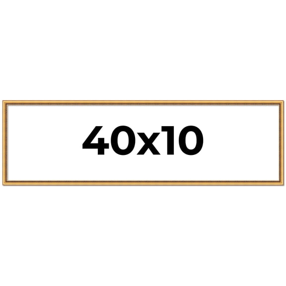 40x10 Frame Beaded Gold Solid Wood Picture Frame | 0.75 Inches Moulding Width | Liscio Oro