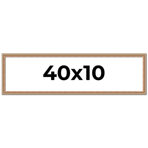 40x10 Frame Brown 60's Wooden Cabinet Solid Wood Picture Frame | 1 Inch Moulding Width | Complete