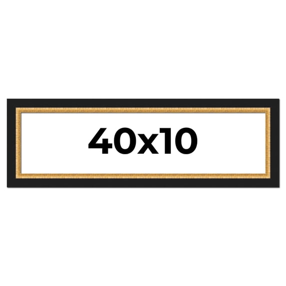 40x10 Frame Gold Real Wood Picture Frame Width 2.25 Inches | Interior Frame Depth 0.5 Inches |