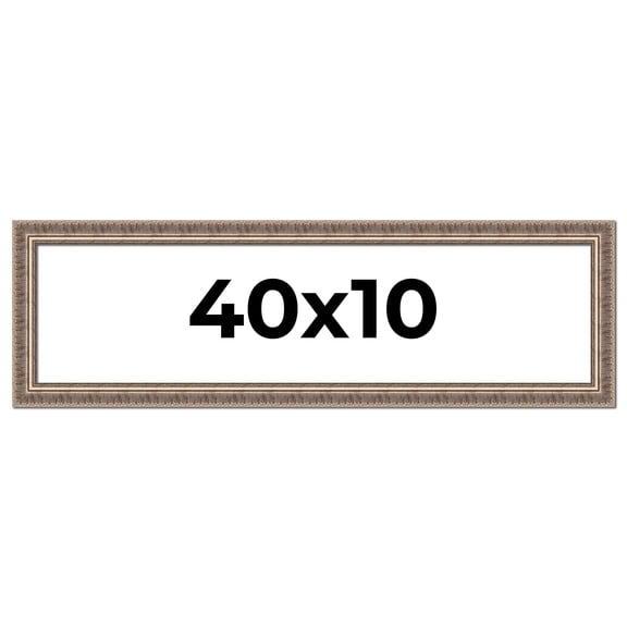 40x10 Frame Silver Harvest Ornate Solid Wood Picture Frame | 1.75 Inch Moulding Width |Mayflower