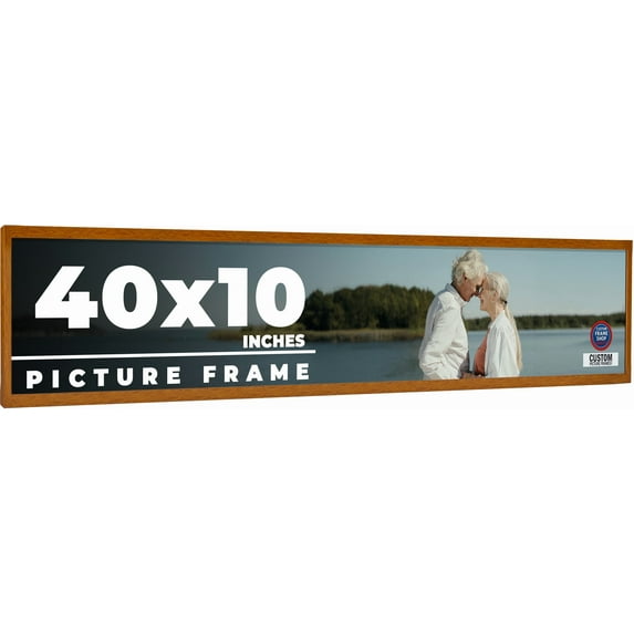 40x10 Honey Brown Real Wood Picture Frame Width 0.75 inches | Interior Frame Depth 0.5 inches |