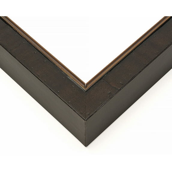 40x10 Rustic Brown with Gold Real Wood Picture Frame Width 1.25 inches | Interior Frame Depth 1