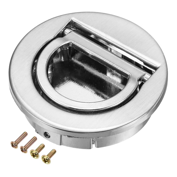 40x10mm Flush Pull Ring Handle Zinc Alloy Brushed Silver Tone