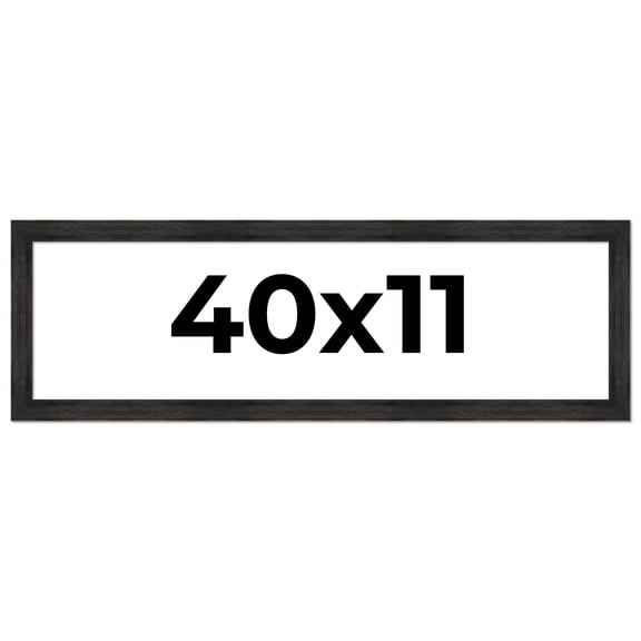 40x11 Frame Black Rustic Barnwood Solid Wood Picture Frame | 1.5 Inch Moulding Width | Includes UV
