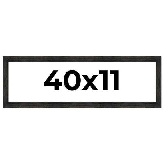 40x11 Frame Black Rustic Barnwood Solid Wood Picture Frame | 1.5 Inch Moulding Width | Includes UV