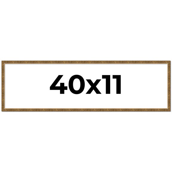 40x11 Frame Gold Solid Wood Picture Frame - Complete Modern Photo Frame Includes UV Acrylic