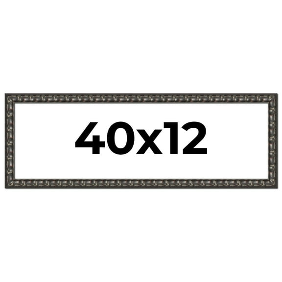 40x12 Frame Black-Brown Medieval Solid Wood Picture Frame | 1.5 Inch Moulding Width | Gotham