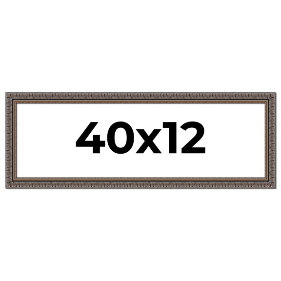 40x12 Frame Black Feather Payton Ornate Solid Wood Picture Frame Width 1.75 Inches | Interior Depth