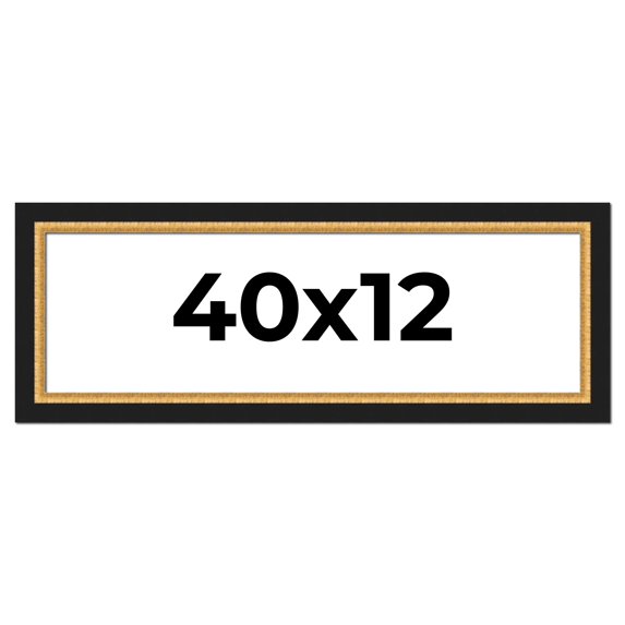40x12 Frame Gold Real Wood Picture Frame Width 2.25 Inches | Interior Frame Depth 0.5 Inches |