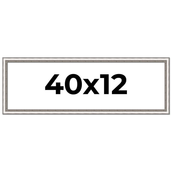 40x12 Frame Silver Real Wood Picture Frame Width 1.25 Inches | Interior Frame Depth 0.5 Inches |