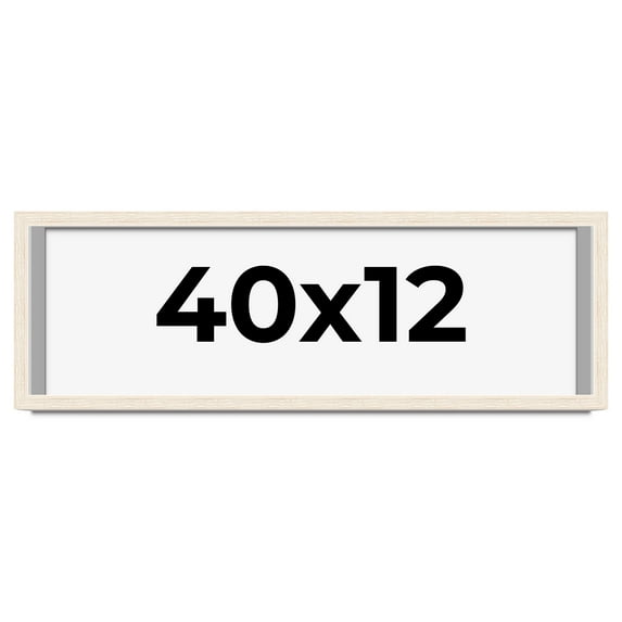 40x12 Shadow Box Frame White | 1.125 Inches Deep Real Wood Rustic Shadowbox Display Frame | UV