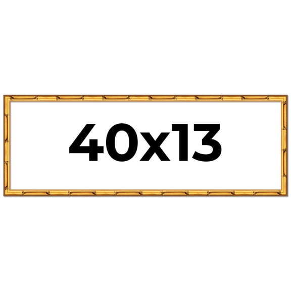 40x13 Frame Gold Bamboo Picture Frame - Complete Modern Photo Frame Includes UV Acrylic Shatter