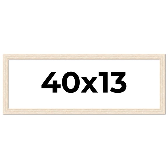 40x13 Frame White Barnwood Picture Frame Includes UV Acrylic Plexiglass, Acid Free Foam Backing