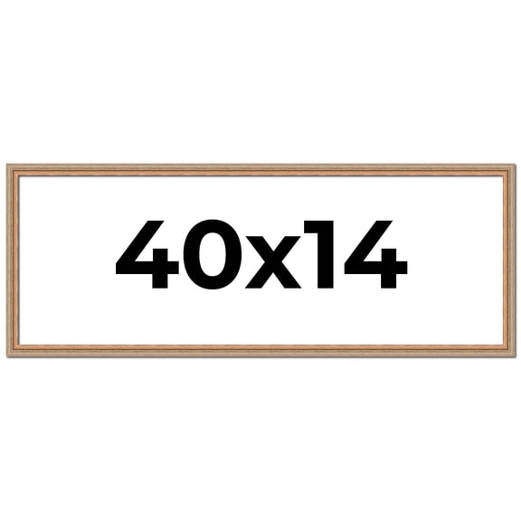 40x14 Frame Brown 60's Wooden Cabinet Solid Wood Picture Frame | 1 Inch Moulding Width | Complete