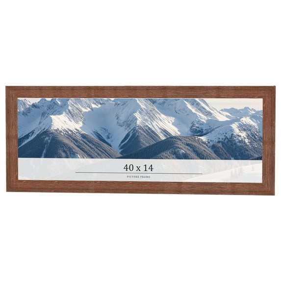 40x14 Frame Brown Farmhouse Solid Wood Picture Frame Width 1.5 Inches | Interior Frame Depth 0.5