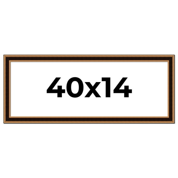 40x14 Frame Gold Brown Plein Air Vintage Solid Wood Picture Frame | 1.75 Inches Moulding Width |