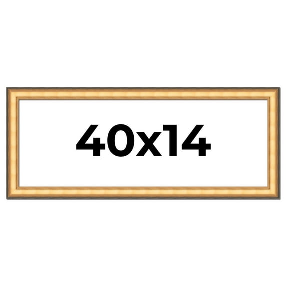 40x14 Frame Gold Plein Aire Solid Wood Picture Frame Width 2 Inches | Interior Frame Depth 0.5